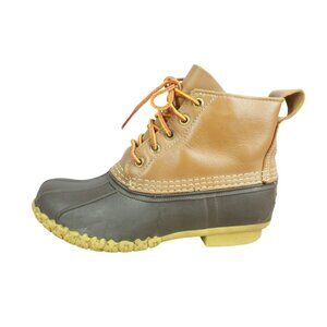 LL Bean 6" Unlined Lace Up Ankle Duck Boots Brown Leather Size 7 M